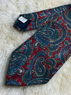Woods & Gray Made in UK - Red Teal Blue Baroque Paisley tie
