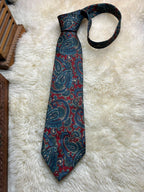 Woods & Gray Made in UK - Red Teal Blue Baroque Paisley tie