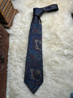 Legenda Made in Italy 100% Silk - Blue Red Baroque Paisley tie