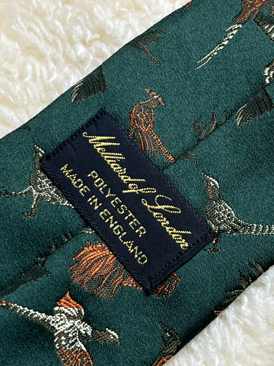Milliard of London Made in England - Forest Green Pheasant Bird Print tie