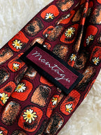 Montagu Retro Geometric Floral - Burgundy & Orange Daisy Tie