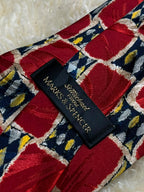 St Michael Marks & Spencer Red Geometric - Retro Mosaic Polyester Tie