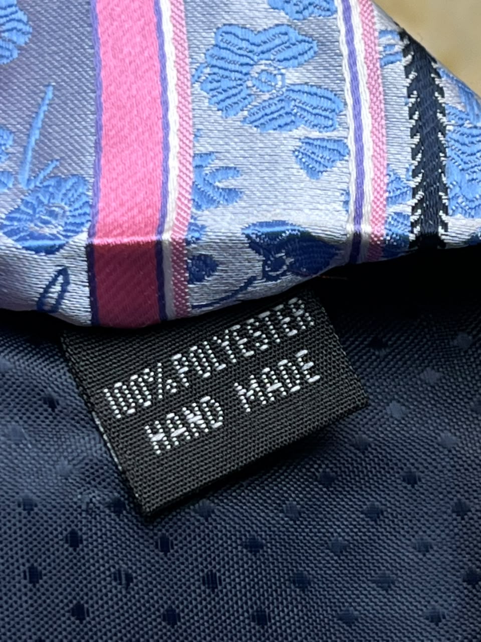 Hand Made - Light Blue & Pink Floral Jacquard Stripe Tie