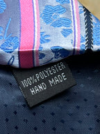 Hand Made - Light Blue & Pink Floral Jacquard Stripe Tie