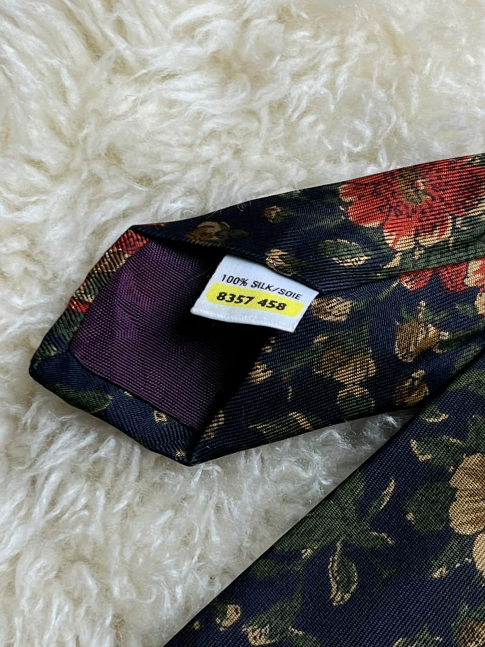 St Michael 100% Silk Floral - Made in Italy Navy & Red Tapestry Tie