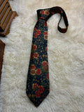 St Michael 100% Silk Floral - Made in Italy Navy & Red Tapestry Tie