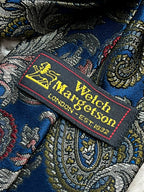 Welch Margetson Made in UK - Blue Gold Baroque Medallion tie
