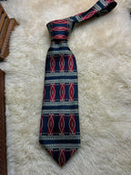 St Michael Marks & Spencer - Navy Blue Burgundy Red Woven Tie UK