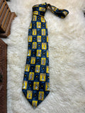 Vintage 1998 Looney Tunes Bugs Bunny - Blue Yellow Cartoon Grid Tie