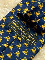 Italian Made Pure Silk - Navy Blue Winged Venetian Lion Print tie
