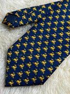 Italian Made Pure Silk - Navy Blue Winged Venetian Lion Print tie