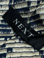 Next 100% Silk - Navy Cream Abstract Architectural Geometric tie
