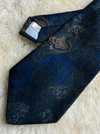 ST. Bernard Made in Ireland Tie - Charcoal Blue Bronze Floral Necktie