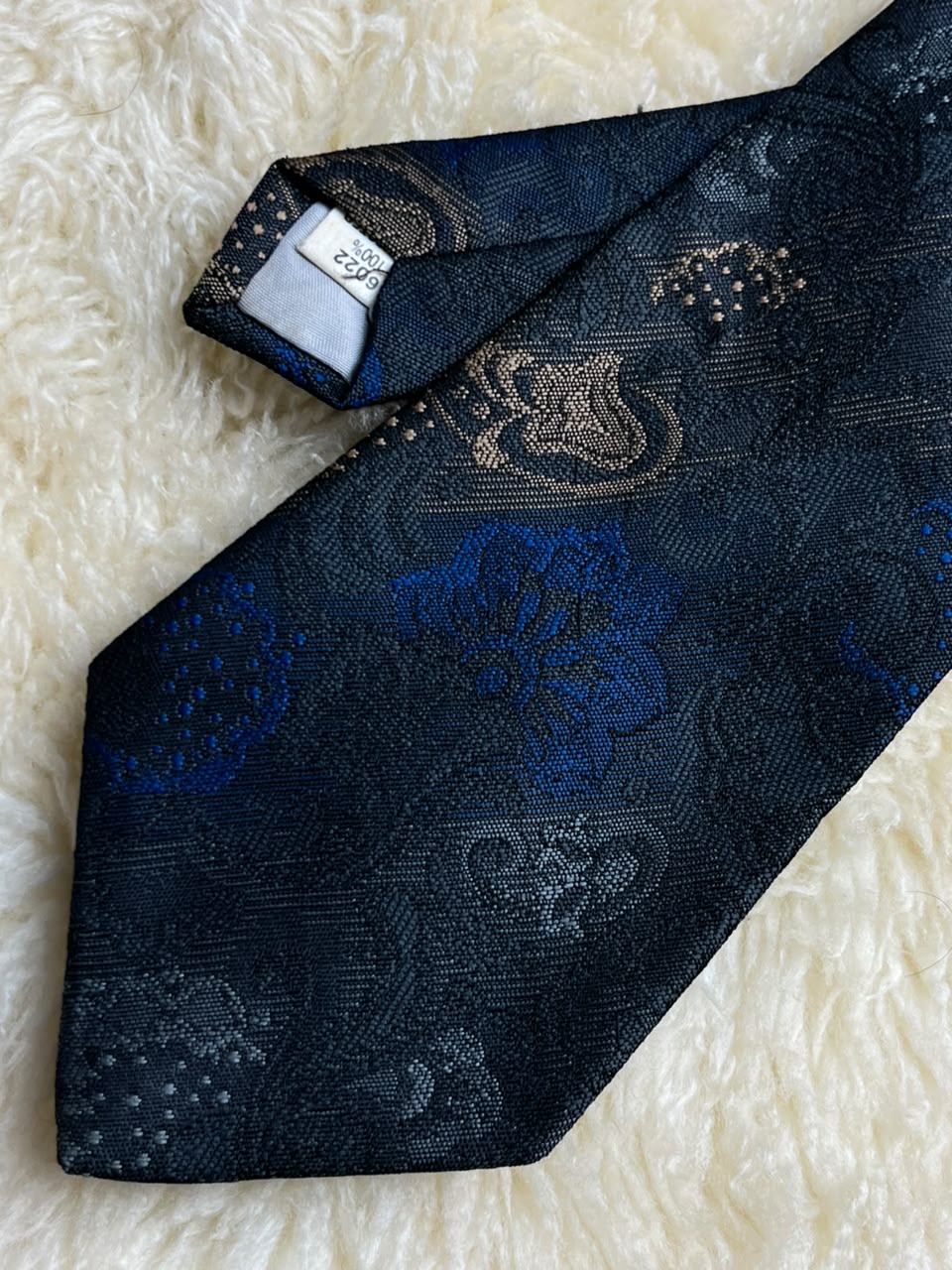 ST. Bernard Made in Ireland Tie - Charcoal Blue Bronze Floral Necktie