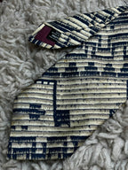 Next 100% Silk - Navy Cream Abstract Architectural Geometric tie