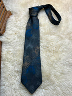 ST. Bernard Made in Ireland Tie - Charcoal Blue Bronze Floral Necktie