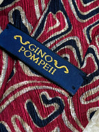 Gino Pompeii Pure Silk - Red Gold Navy Abstract Tribal Tie