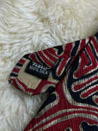 Gino Pompeii Pure Silk - Red Gold Navy Abstract Tribal Tie