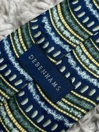 Debenhams Men's  - Navy Blue Sage Green Abstract Wavy Tie