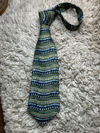 Debenhams Men's  - Navy Blue Sage Green Abstract Wavy Tie