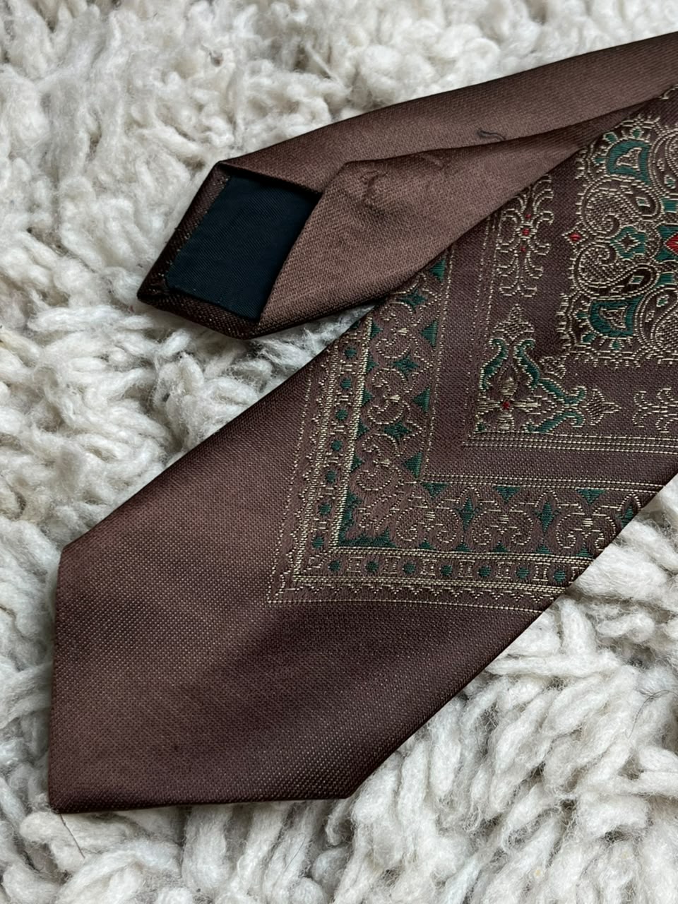 Designed by Charmes - Brown Gold Green Baroque Medallion Necktie
