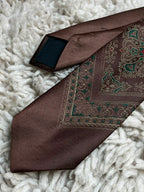 Designed by Charmes - Brown Gold Green Baroque Medallion Necktie