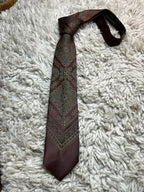 Designed by Charmes - Brown Gold Green Baroque Medallion Necktie