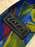 ZAZZI London Mens Blue Green Abstract Graphic Geometric Art Polyester Tie