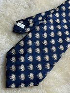 Burtons Navy Blue Beige Frog Novelty Animal Print Tie