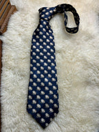 Burtons Navy Blue Beige Frog Novelty Animal Print Tie