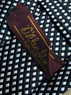 D'Alembi Pure Silk - Black & Silver Checkered Geometric Tie