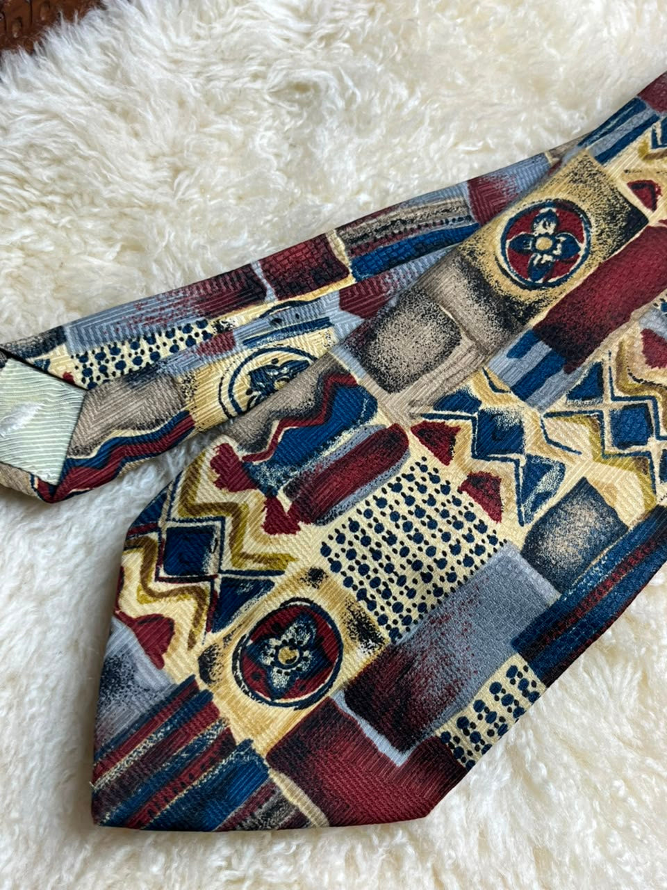 José Pescador Made in Belgium - Abstract Geometric Patchwork Tie