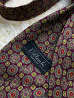 D'Alembi Pure Silk - Burgundy Red Floral Medallion Tie