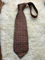 D'Alembi Pure Silk - Burgundy Red Floral Medallion Tie