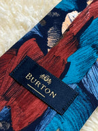 Burton Abstract Floral -  Painterly Rust Red & Teal Blue Necktie