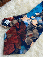 Burton Abstract Floral -  Painterly Rust Red & Teal Blue Necktie