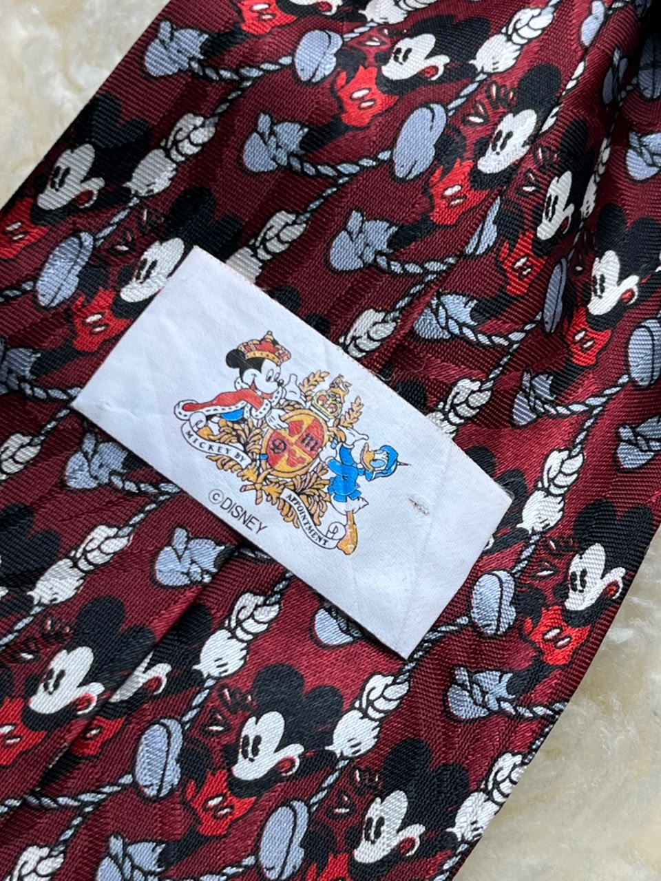 Disney Mickey Mouse - Burgundy Red All Over Character Print Tie