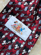Disney Mickey Mouse - Burgundy Red All Over Character Print Tie
