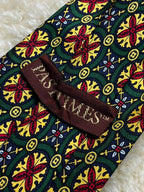 Past Times 100% Silk - Green Medieval Stained Glass Rosette Tie