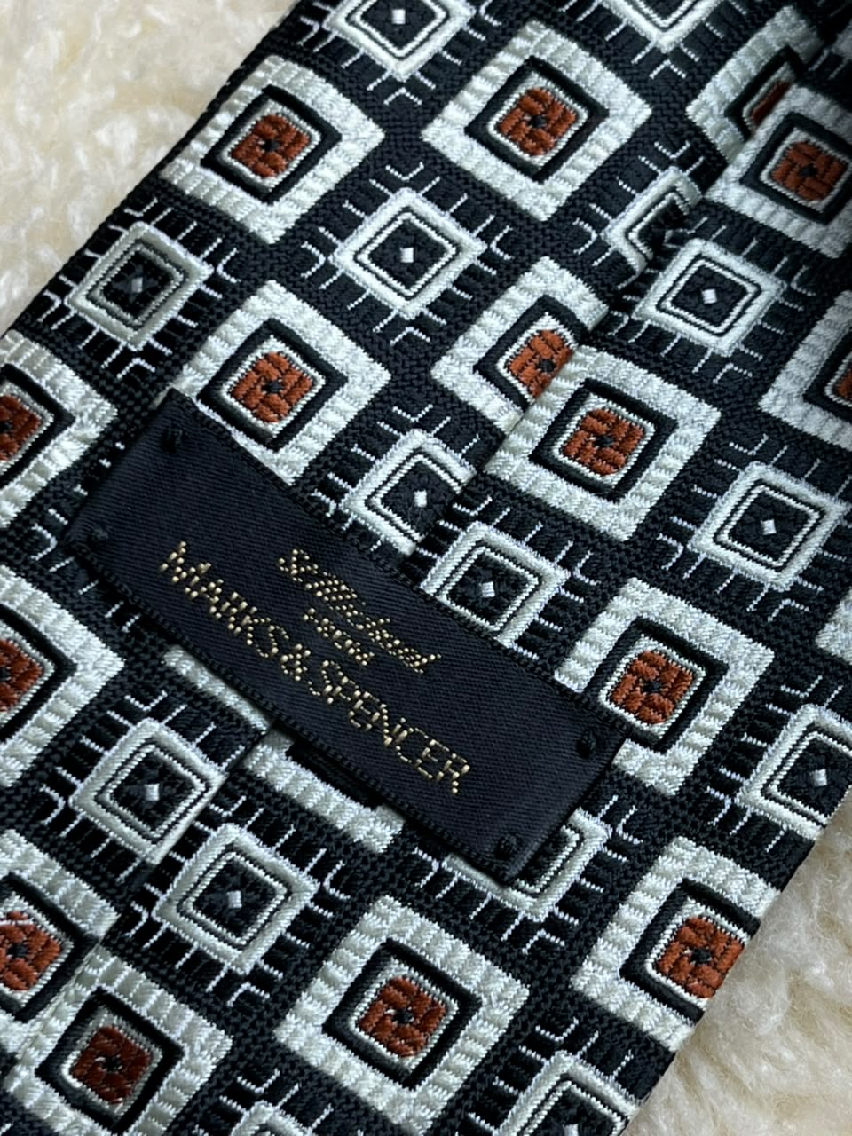 Marks & Spencer Necktie Geometric Diamond Square Geometric Pattern Tie