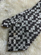 Madison Geometric Necktie - Black & White Mosaic Print Retro Tie