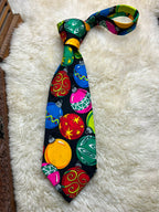 Addiction Hand Made Silk Christmas - Colorful Baubles Holiday Party Tie