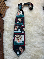 George Looney Tunes Taz Soccer - Black Graphic Tasmanian Devil Tie