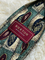 Burton Menswear Abstract Geometric -Sage Green & Navy Necktie
