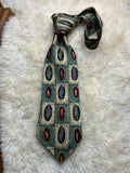 Burton Menswear Abstract Geometric -Sage Green & Navy Necktie