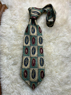 Burton Menswear Abstract Geometric -Sage Green & Navy Necktie