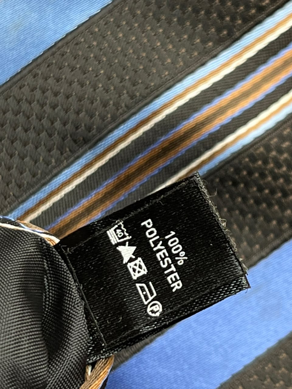 St Bernard Mens Striped Necktie - Black & Electric Blue Diagonal Stripe Tie