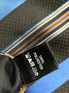 St Bernard Mens Striped Necktie - Black & Electric Blue Diagonal Stripe Tie