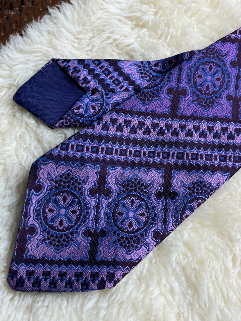 Gilt Edge Purple Geometric - Medallion Jacquard Tie