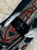 Emanuele Paris Pure Silk - Black Botanical Leaf & Paisley tie
